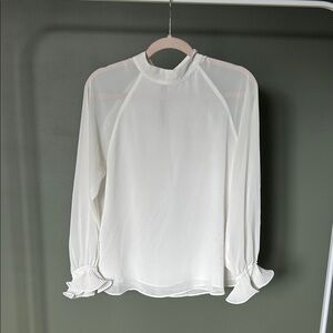 Naked Zebra Cream Blouse with Pleated Cuffs